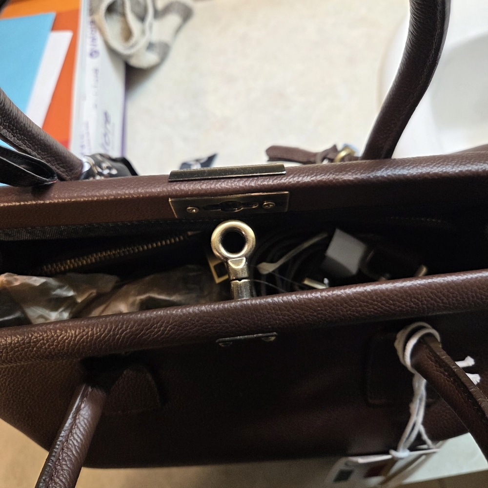 Viola Castellani Brown Leather Handbag - Picture 5 of 5